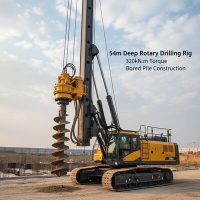 54m tiefe Drehbohranlage mit 320kN.m Drehmoment und 2500mm Bohrdurchmesser für Bohrstapelbau